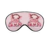 Pigs with Leopard Headband Flower Sleep Mask Soft Eye Mask Eye Cover Eyeshade Blindfold with Adjustable Strap