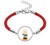 Pigtails Girl Netherlands Cartoon Lucky Red String Bracelet Rope Bracelet Handmade