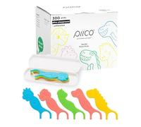 Piico Dental Floss Picks for Kids - Dual Line Flouride-Free Floss Picks for Kids in Colorful Designs with Slim Kids Dental Floss Picks and Portable Travel Dentalcare Case (300 Count Playground Dino)