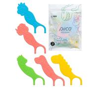 Piico Kids Flossers, Dual Line Unflavored Dental Floss Picks Without Fluoride, Fun & Colorful Designs with Slim Kids Floss & Portable Travel Case, Prevent Tooth Decay & Gum Disease, 120 Count Dino