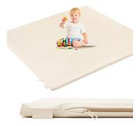 PIIKAGO Baby Quilted Mat, Super Soft Vegan Leather Thick Foam, 48" x 48", Beige, 6-12 Months