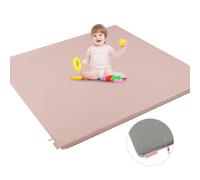 PIIKAGO Padded Baby Play Mat, Super Soft Vegan Leather Floor Mat for Baby Girls and Boys, 48x48 Non-Slip Thick Foam Cushioned Play Mat for Babies 6-12 Months, Fits Nicely Into 50x50 Playpen Mat, Pink