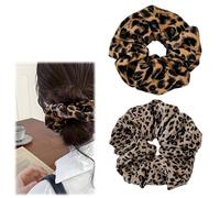 PIKABOOM Pack of 2 Women's Leopard Print Scrunchies Large | Strong hold for thick and fine hair, gentle on hair, ideal for bun and ponytail, sleeping, large scrunchies