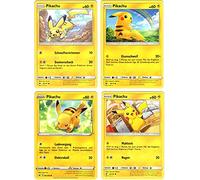 Pikachu Collectible Card, Set of 4 Original German Pokemon Cards