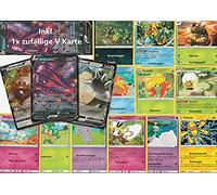 Pikachu Pokemon Cards 20 Different + 1 Random Rare V or VMax Card in Each Package - German Original Cards