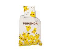 Pikachu Pokemon Duvet Cover 140 x 200 cm + 1 Pillowcase 63 x 63 cm - 100% Cotton (Cream)