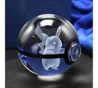 Pikachu Pokemon Glass Crystal Pokeball 4 with Light-Up LED Base Ornament 80mm XL Size