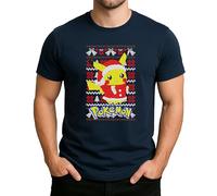 Pikachu Pokémon Xmas Design - Festive Christmas Clothing, Gift Idea, Merry Christmas, Xmas Design, Santa, Winter Men's T-Shirt, navy blue, M