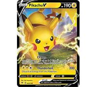 Pikachu V 043/185 Ultra Rare Pokemon Card (SWSH04 Vivid Voltage) + 1x TitanCards® Toploader