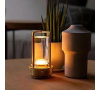PIKAFOX Portable Metal Cordless Table Lamp, Rechargeable Battery Powered Portable LED Desk Lamp, 3 Color Stepless Dimming Touch, for Bedroom Restaurant Home Outdoor (Gold)