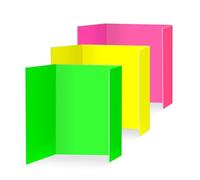 Pikalon 3 pcs Small Neon Trifold Poster Board 16 x 24 Inches, Bright Color Tri Fold Display Presentation Board School Office Science Fair Foldable Paperboard (16 x 24 Inches)