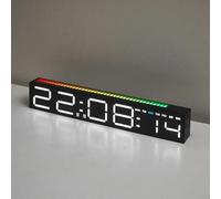 PiKaPiKaP Digital Alarm Clock, Digital Clock for Bedroom, LED Clock with Dual Alarm, Adjustable Brightness, RGB Lamp Strip Lights, Sound Control, Music Rhythm for Bedside, Gaming PC