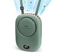 PiKaPiKaP Portable Neck Fan, Hanging Neck Fan Hands Free with Adjustable Lanyard and Bracket, USB Rechargeable Bladeless Mini Fans Portable, 3 Speeds for Women Kids Outdoor Travel, Green