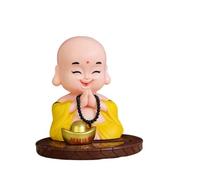 Pikapuka Solar-Powered Monk Nodding Statue & Wealth God/Maitreya Buddha Car Ornament-Creative Interior Decor for Cars & Homes-Unique Gift Idea (Attract Wealth and Treasure - Laughing Buddha (Yellow))