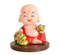 Pikapuka Solar-Powered Monk Nodding Statue & Wealth God/Maitreya Buddha Car Ornament-Creative Interior Decor for Cars & Homes-Unique Gift Idea (Return with Full Loads - Laughing Buddha (Red))