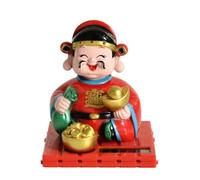 Pikapuka Solar-Powered Monk Nodding Statue & Wealth God/Maitreya Buddha Car Ornament-Creative Interior Decor for Cars & Homes-Unique Gift Idea (Nodding God of Wealth)