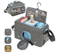 pikava Tonie Carrying Case for Toniebox 1 2, Tonies Figures Storage, Polyester Multifunction Bag, Holds 30-40 Character Figurines & Accessories, 3 Design Patterns (blue)
