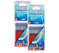 Pikdent - 20 Interdental Brushes. High Quality. 7 Sizes. Coated Wire. (0.7 mm Red)