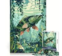 Pike Fish Underwater 1000 Piece Jigsaw Puzzles for Teenagers Jigsaw Logic Train Toy Stress Relief Smooth Cut Memorable Gift (50x75cm)