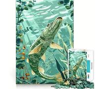 Pike Fish Underwater 1000 Piece Jigsaw Puzzles for Teenagers Jigsaw Logic Train Toy Stress Relief Smooth Cut Memorable Gift (50x75cm)