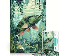 Pike Fish Underwater 1000 Piece Jigsaw Puzzles for Teenagers Jigsaw Logic Train Toy Stress Relief Smooth Cut Memorable Gift (50x75cm)