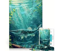 Pike Fish Underwater 1000 Piece Jigsaw Puzzles for Teenagers Jigsaw Think Game Calm Mind Quality Edge (38x26cm)