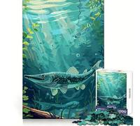 Pike Fish Underwater 1000 Pieces Jigsaw Puzzles for Teenagers Solid Logic Toy Peaceful Fun Precision Cut Amazing Present (50x75cm)