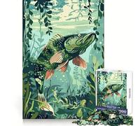 Pike Fish Underwater 1000 Pieces Jigsaws Adults Puzzles Gifts Strong Logic Toy Soothing Play Clear Edge Heartfelt Gift (38x26cm)