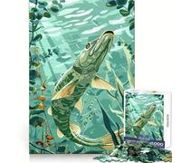 Pike Fish Underwater Adult Jigsaw Puzzle1000 Pieces Brain Teaser Mental Relax Pattern Assembly Santa Wish Item (38x26cm)