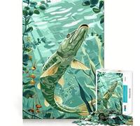 Pike Fish Underwater Jigsaw Puzzle 1000 Piece for Teenagers Logic Train Toy Light Relax Smooth Cut Wall Art Decor (38x52cm)