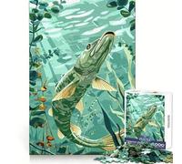 Pike Fish Underwater Jigsaw Puzzle 1000 Piece for Teenagers Logic Train Toy Light Relax Smooth Cut Wall Art Decor (38x52cm)