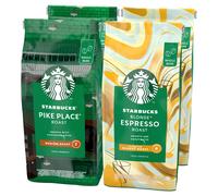STARBUCKS Pike Place Roast, Blonde Espresso Roast Whole Bean Coffee 450g (Pack of 4)