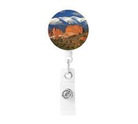 Pikes Peak Colorado Badge Reel Retractable Badge Holder with Keychain Id Clips for Badges Lightweight Plastic Name Card Holders for Nurses Office Teacher