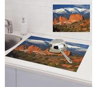 Pikes Peak Colorado Dish Drying Mat for Kitchen Counter Ultra Water Absorbent Microfiber Dish Drying Pad Heat Resistant Non-Slip Dish Rack Pad Tableware Mat Large 18"x24"