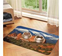 Pikes Peak Colorado Dog Food Mats for Floors, 16x24 Inch Non-Slip Super Absorbent Pet Food Mat, Dishwasher Dog Mat for Food and Water, Cute Quick Dry Pet Feeding Mat for Dogs Puppy Cats