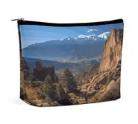 Pikes Peak Colorado Makeup Bag, Portable PU Leather Cosmetic Bag with Zipper Pouch, Waterproof Travel Toiletry Bag for Women Men