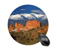 Pikes Peak Colorado Round Mouse Pad, Non-Slip Rubber Base Waterproof Washable, Computer Mouse Mat for Office Gaming Studying, Premium-Textured Durable Portable Circle Mousepad for Desktop PC Notebook