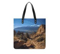 Pikes Peak Colorado Tote Bag for Women, Extra Large PU Leather Handbag, Soft Shoulder Bag for Work & Beach