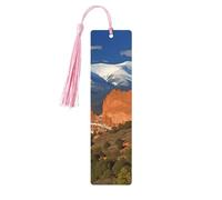 Pikes Peak Colorado Wooden Bookmarks 5pcs with Pink Tassels Handmade Double-Sided Printed Book Marks Page Markers Book Accessories Gift for Book Lovers Women Men