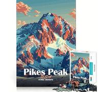 Pikes Peak Mountain Illustration 1000 Piece Jigsaw Puzzles for Adults Jigsaw Think Toy Home Enjoy Fine Cut Santa Wish Gift (38x26cm)