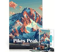 Pikes Peak Mountain Illustration 1000 Pieces Jigsaw Puzzles for Adults Mind Puzzle Soft Relax Image Assembly Santa Wish Item (38x52cm)