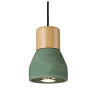 PIKETU Adjustable Height, Battery Operated Pendant Light Fixture, Nordic Style lamp, Wood Ceiling Hanging Powered Bulb,Green,16 * 12.5cm