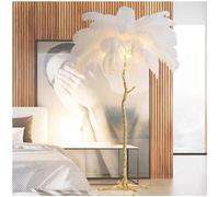 PIKETU Ostrich feather floor lamp, floor lamps for living room, bedroom gold floor lamp, modern luxury real resin lamp, for bedroom, dining room, living room,white,1.7 * 1m