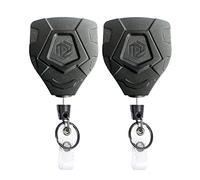 Pikioraz Pack of 2 Retractable Key Fobs, Heavy Duty Tactical ID Badge Holder, Extendable ID Reel for ID Badge Holder, Card Holder, Key Cards, Backpack (Black-B)