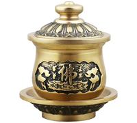 PIKITER 5x6.5x7.5cm Copper Buddha Water Offering Bowl, Holy Cup for Buddhist Altar and Guanyin Bodhisattva Supplies, 1pcs