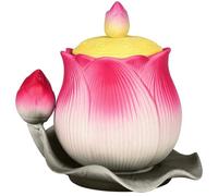 PIKITER 8x11.5x12.5cm Ceramic Buddhist Water Offering Bowl, Floral Design Holy Cup for Buddha Altar Supplies, 1pcs