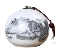 PIKITER Handmade Ceramic Pet Urn For Small Dogs Cats Rabbits, Small Animal Cremation Urn, Human Ashes Memorial, Funeral Keepsake Box, 1pcs(A)