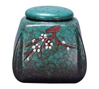 PIKITER Pet Urn, Funeral Urn For Adult Human Ashes, Handmade Ceramic Memorial Keepsake, Small Burial Urn For Home Cemetery, Green, 1pcs