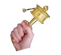 PIKITER Tibetan Prayer Wheel, Hand Held Buddhist for Blessing, Meditation, Relaxation, Yoga, 1 Piece(Gold,L)