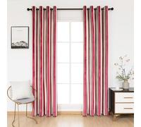 Pikiuche Velvet Curtains - 54 Inch Length, Elegant Eyelet Curtains with Thermal Insulation for Living Room, Vintage Striped Velvet Drapes with Grommet Top for Bedroom, 54 x 54 Inch, 2 Panels Set, Red